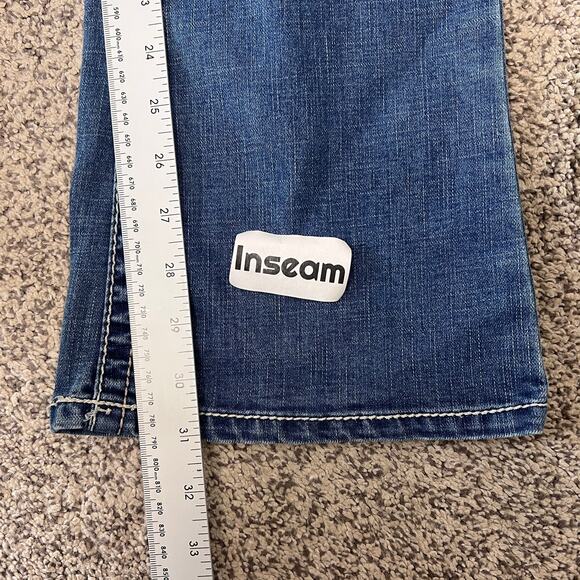 Seven7 Womens 8 Indie Bling Y2K Embroidered Sequin Pocket Bootcut Jeans Med Wash - Picture 12 of 13